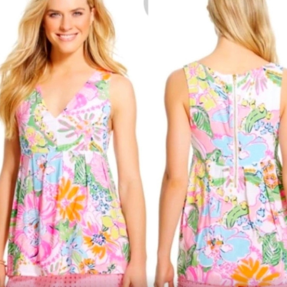 Lilly Pulitzer for Target Nosey Posey Bright Floral Babydoll Tank Sleeveless Top